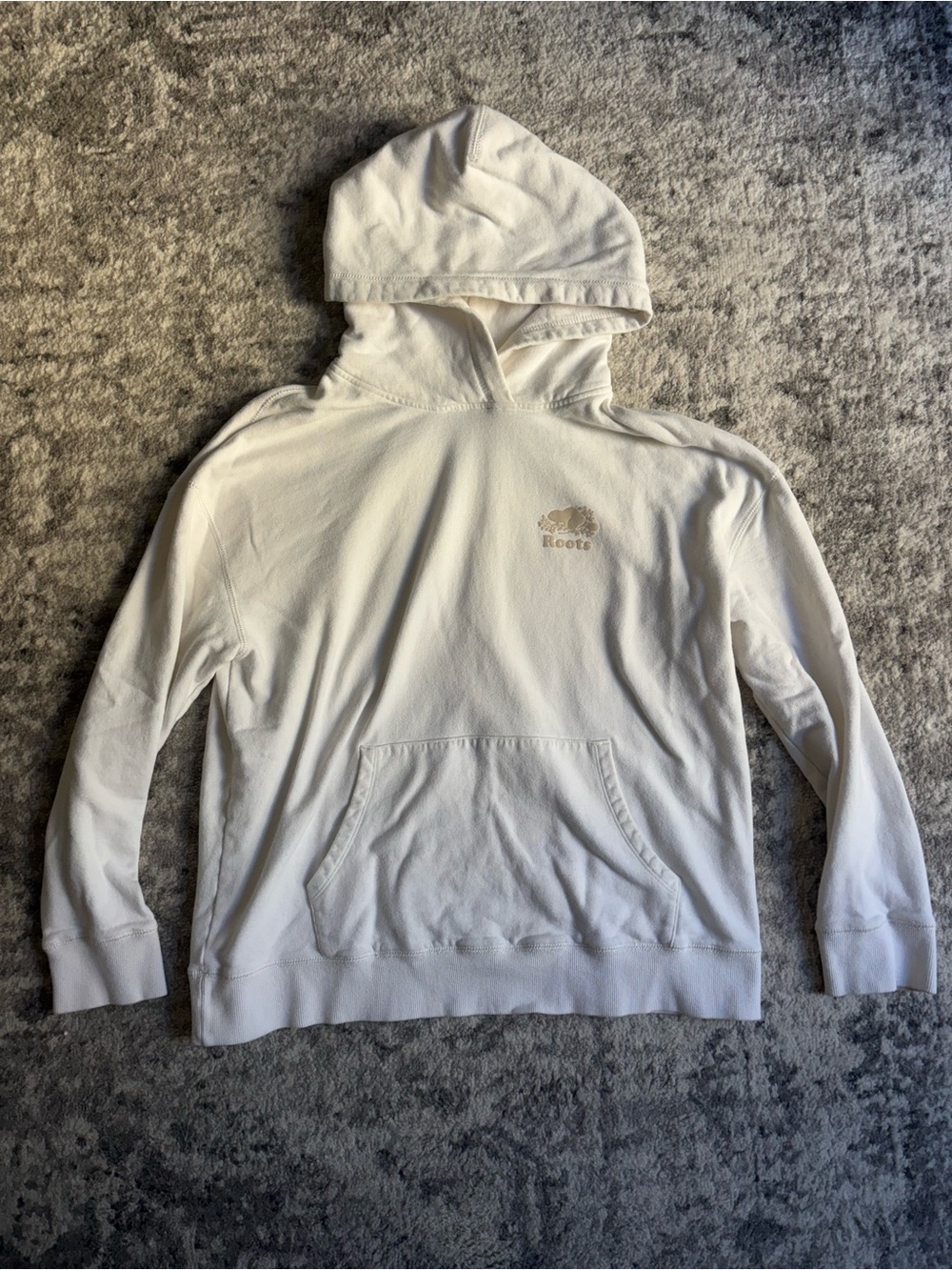 Roots Cream Hooded Pullover Sweatshirt